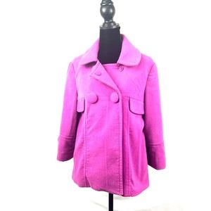 Jack by BB Dakota Fuscia Pink 3/4 Sleeve Double Breasted Junior Peacoat